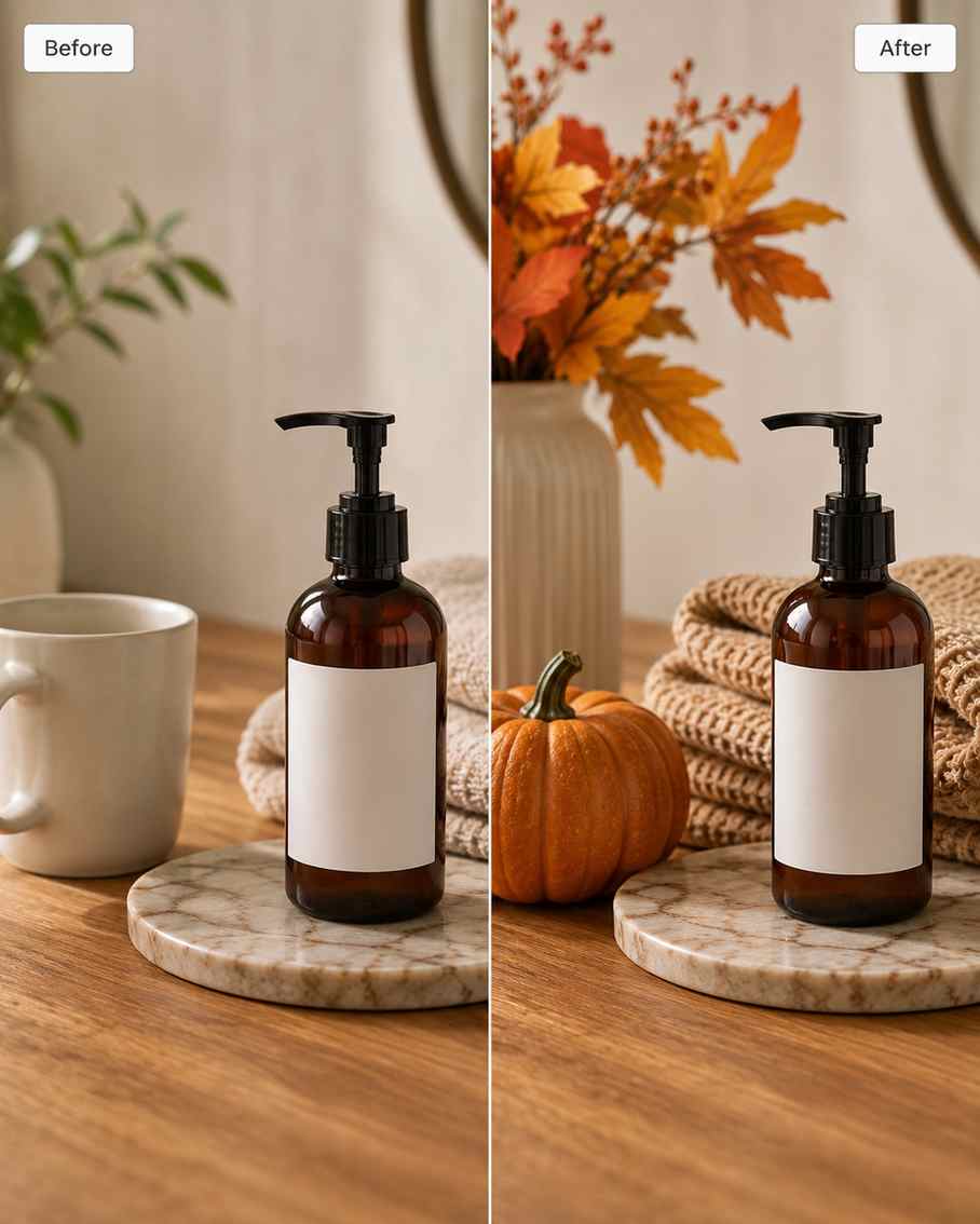 Object replaced in a lifestyle product photo